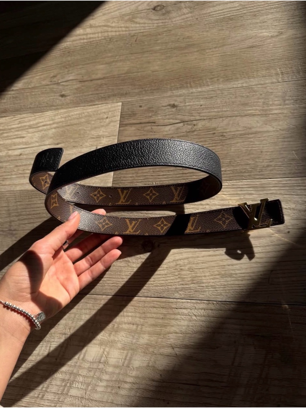 Louis Vuitton Monogram Reversible Belt in Brown & Black with Gold Buckle